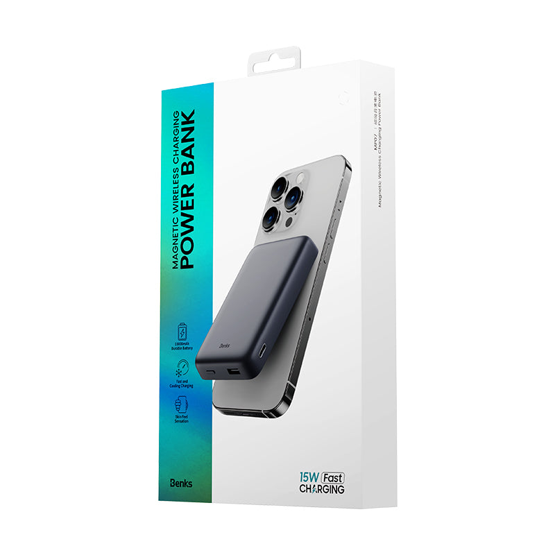 Benks MP07 M-safe Magnetik İnce Tasarımlı Powerbank 10000mAh iPhone 12-13-14 Serisi Beyaz