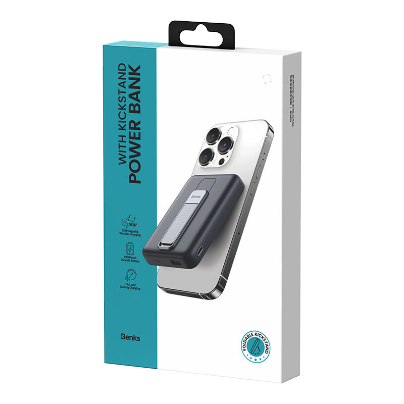 Benks MP08 M-safe Magnetik Standlı İnce Tasarımlı Powerbank 10000mAh Siyah