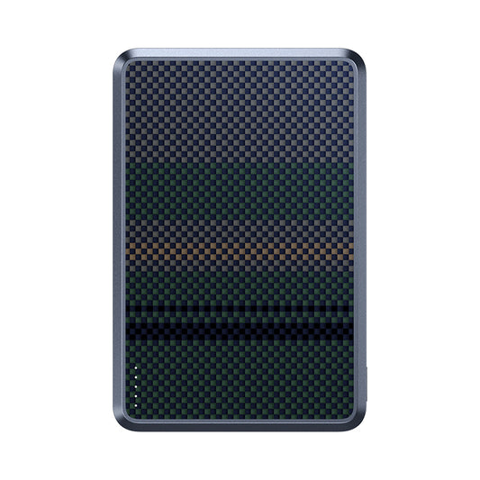 Benks MP15 ArmorGo M-safe Şarj Özellikli Ultra İnce Aurora Serisi Aramid Fiber Powerbank 15W 5000mAh Siyah-Yeşil
