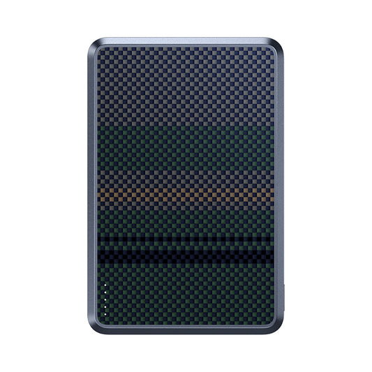 Benks MP16 ArmorGo M-safe Şarj Özellikli Ultra İnce Aurora Serisi Aramid Fiber Powerbank 15W 10000mAh Siyah-Yeşil