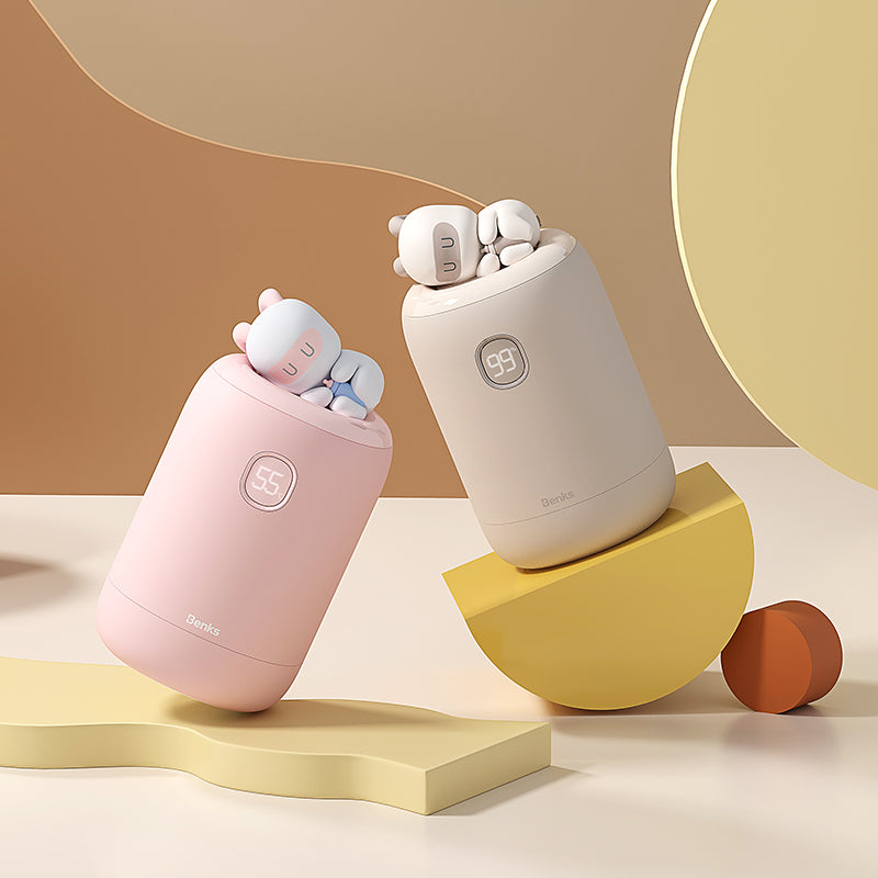 Benks NS03 Dijital Ekran El Isıtıcı Özellikli Aroma Kokulu Powerbank 15W 10000mAh Beyaz