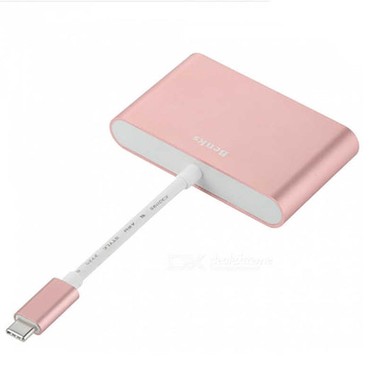 Benks U23 Type-C to 3 in 1 Usb Adapter (Usb 3.0+2.Usb2.0) Rose Gold