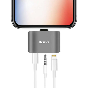 Benks U32 Lightning 3 in 1 Audio Adapter Gray