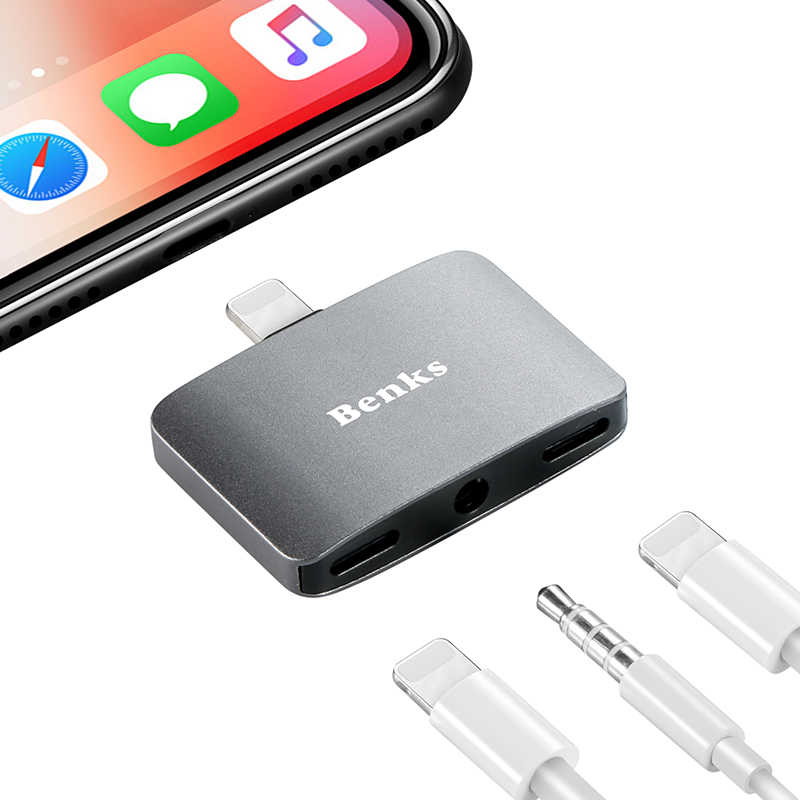 Benks U32 Lightning 3 in 1 Audio Adapter Gray