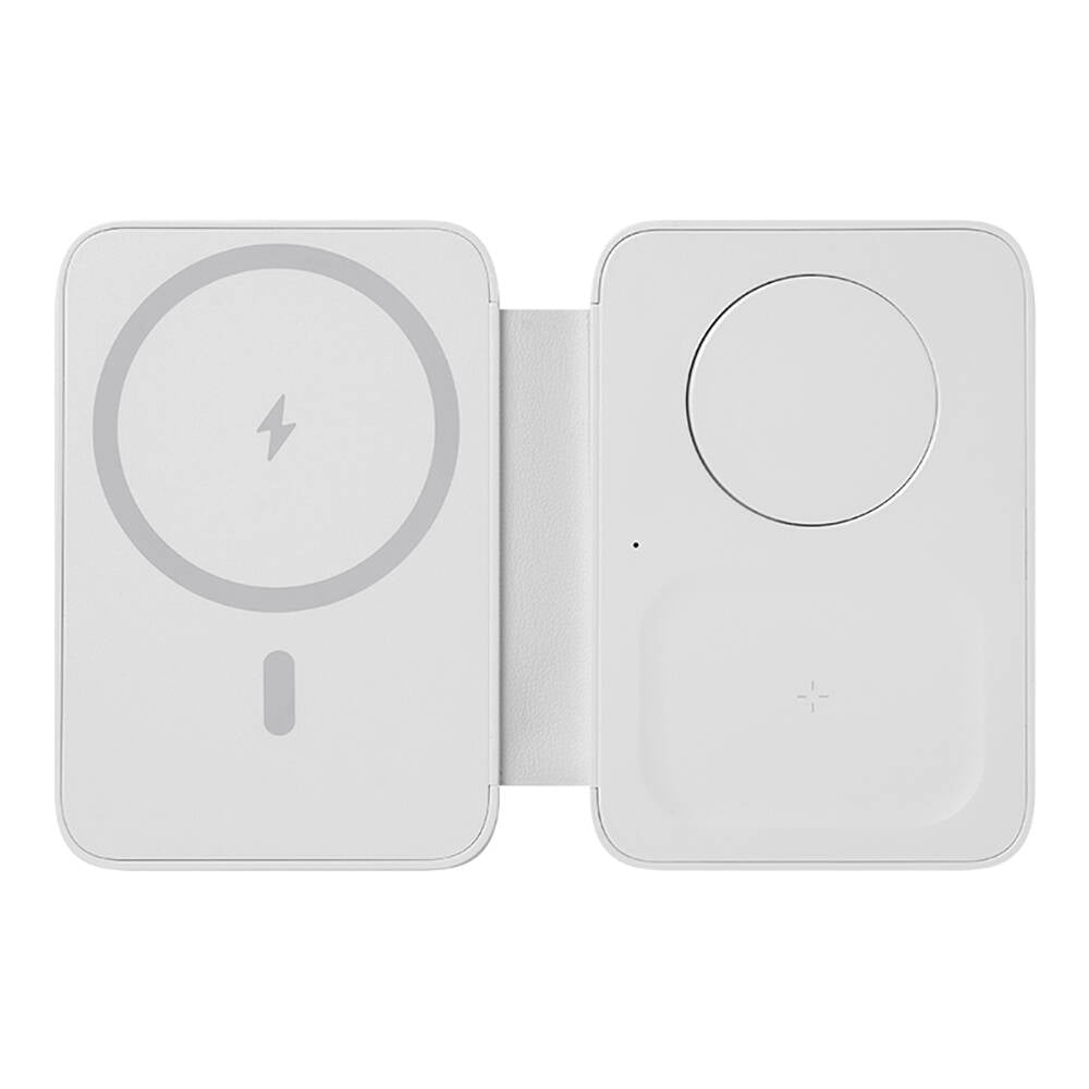 Benks W12-01 15W 3in1 Foldable Magnetic Wireless Charging Stand for Phones &amp; Smartwatches &amp; Headphones White 