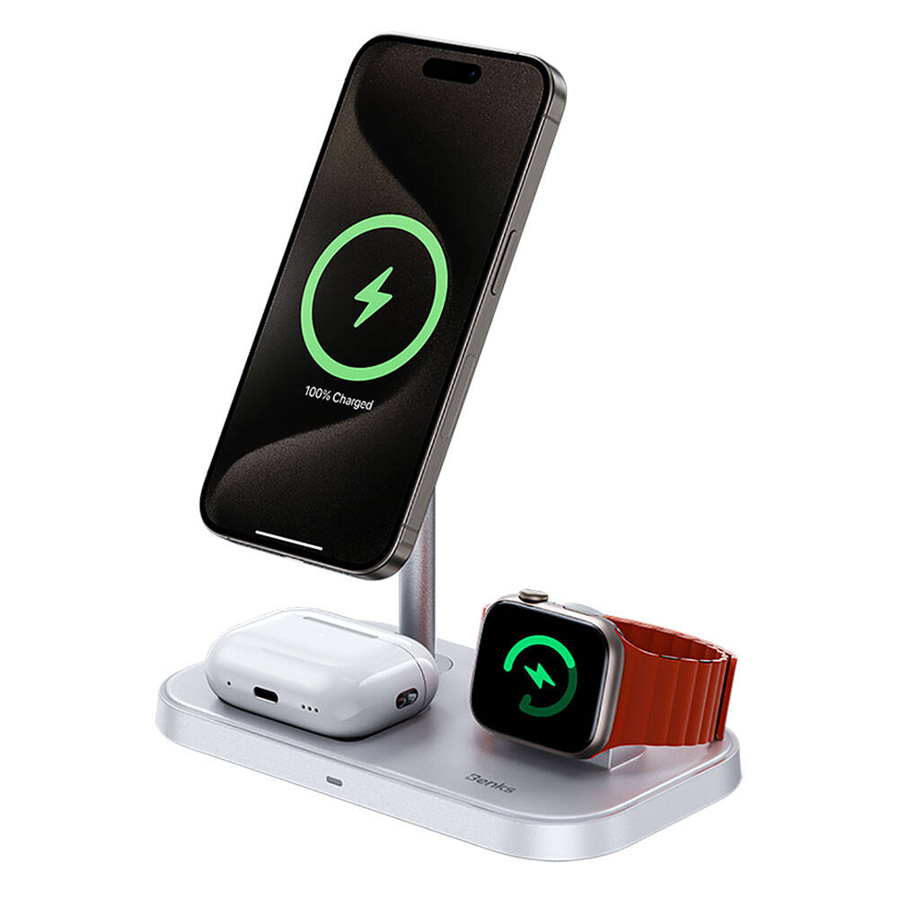 Benks W16 3in1 Phone &amp; Smartwatch &amp; Headphone Wireless Charging Stand Black 