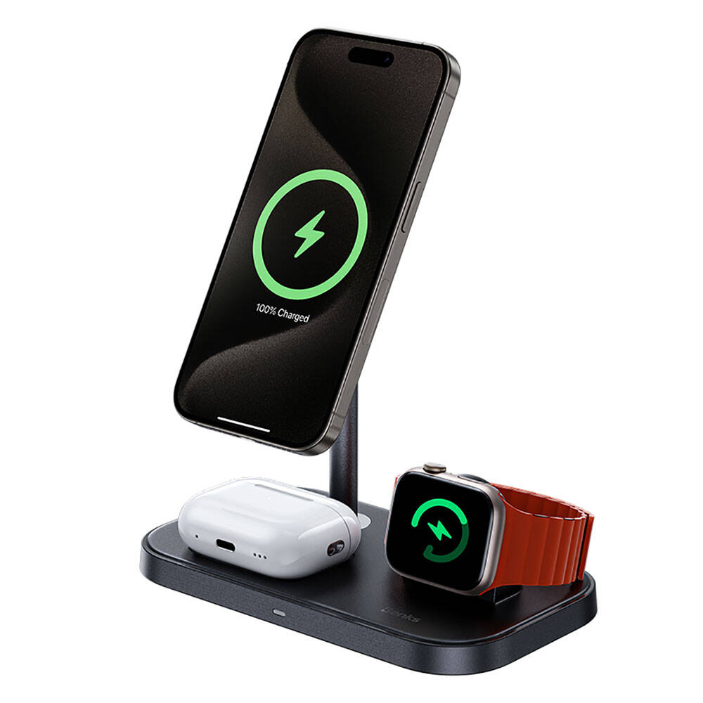 Benks W16 3in1 Phone &amp; Smartwatch &amp; Headphone Wireless Charging Stand Black 