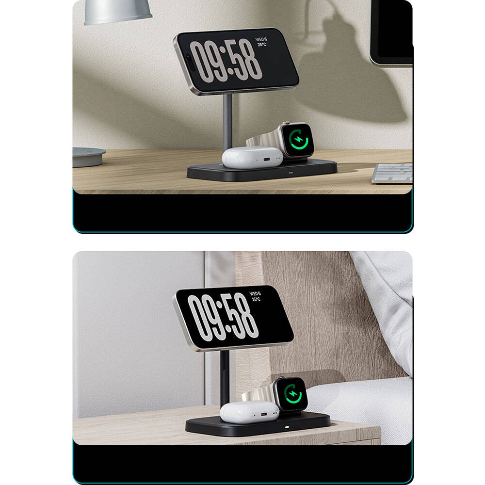 Benks W16 3in1 Phone &amp; Smartwatch &amp; Headphone Wireless Charging Stand Black 