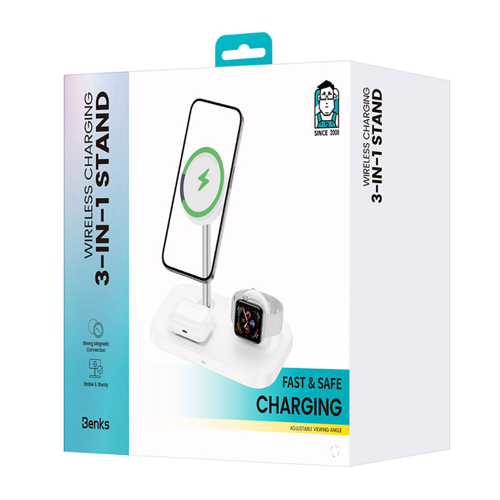 Benks W16 3in1 Phone &amp; Smartwatch &amp; Headphone Wireless Charging Stand Black 