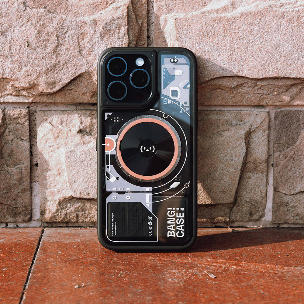 iPhone 15 Pro Case Customizable 3 Function Bluetooth Connected Bitmo Lab Bangcase Smart M-safe Cover Black 