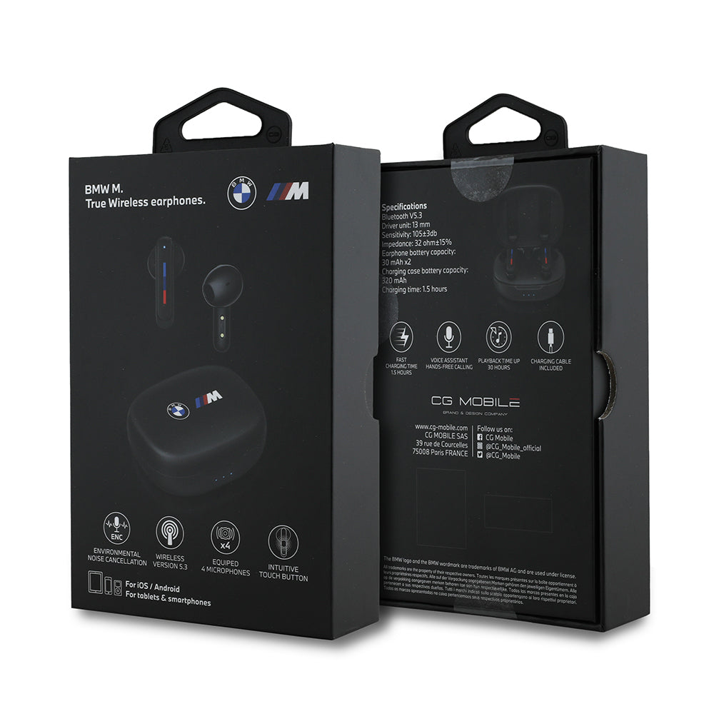 BMW Orjinal Lisanslı ENC Özellikli Kulakiçi TWS Bluetooth Kulaklık M Edition Baskı Logolu v5.3 Siyah