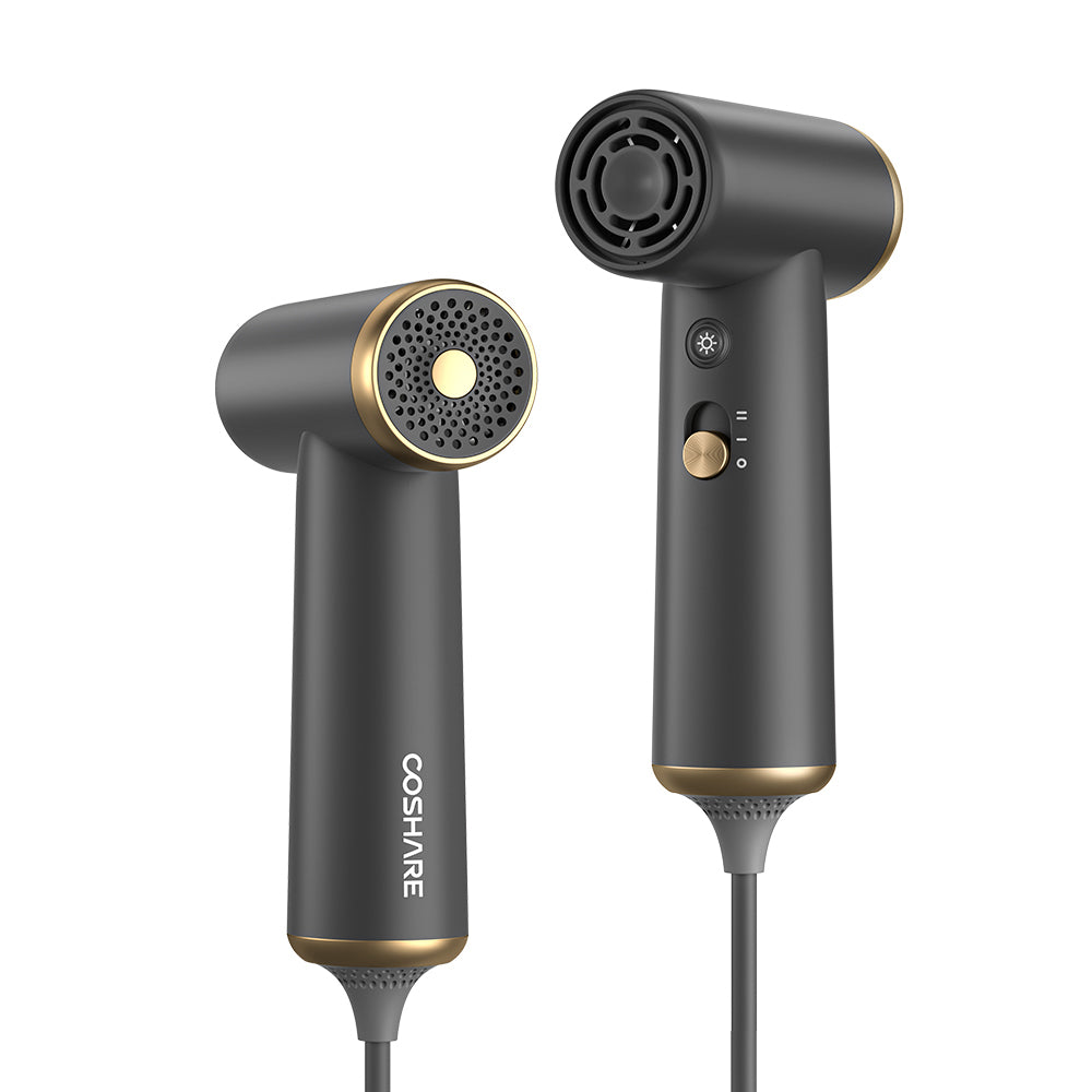 Coshare HP10E Mini Isı Dereceli LED Işıklı Saç Kurutma Fön Makinesi Krem-Beyaz