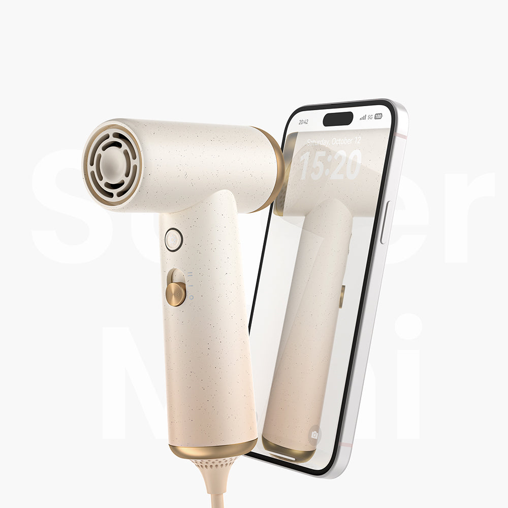 Coshare HP10E Mini Isı Dereceli LED Işıklı Saç Kurutma Fön Makinesi Krem-Beyaz