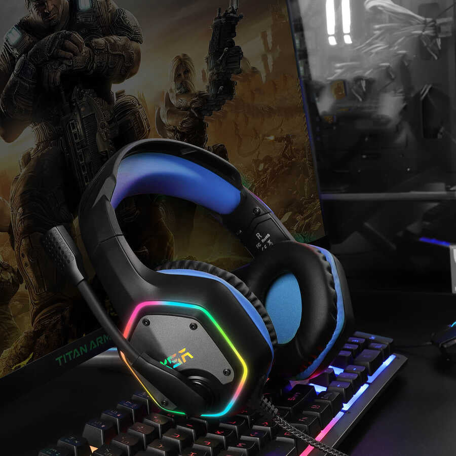 Eksa E1000 USB Headset Black-Red 