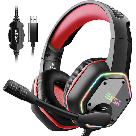 Eksa E1000 USB Headset Black-Red 