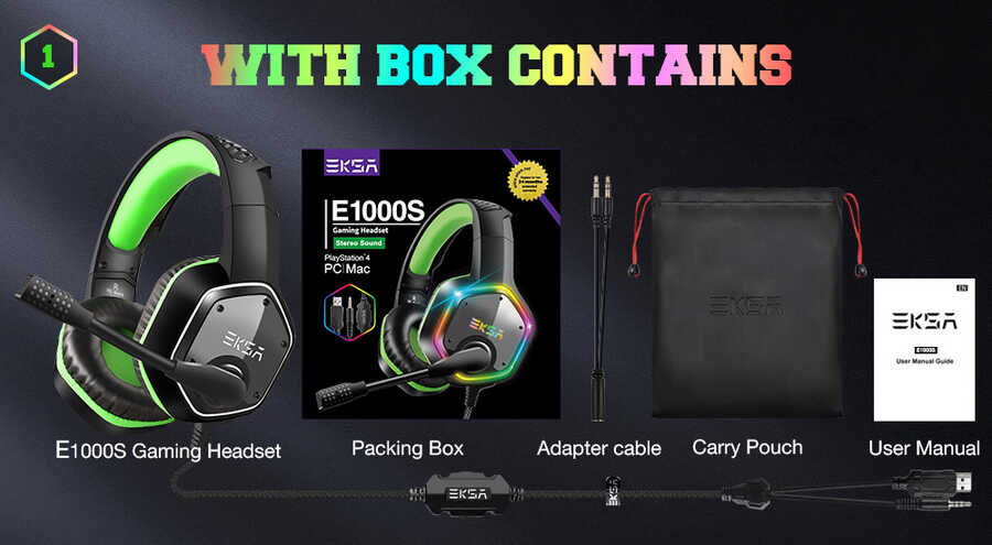 Eksa E1000S 3.5mm Headphones Black 