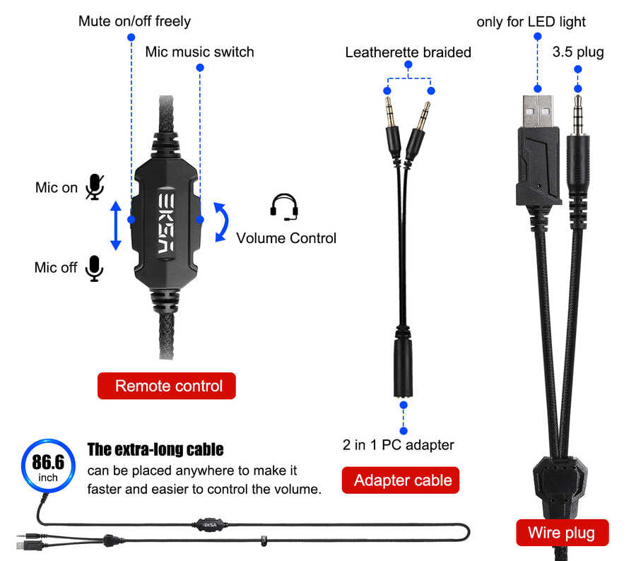 Eksa E3000 3.5mm Headphones Black 