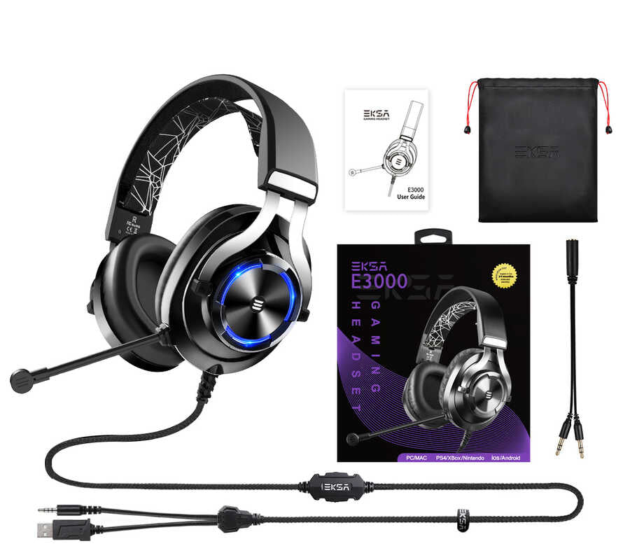 Eksa E3000 3.5mm Headphones Black 