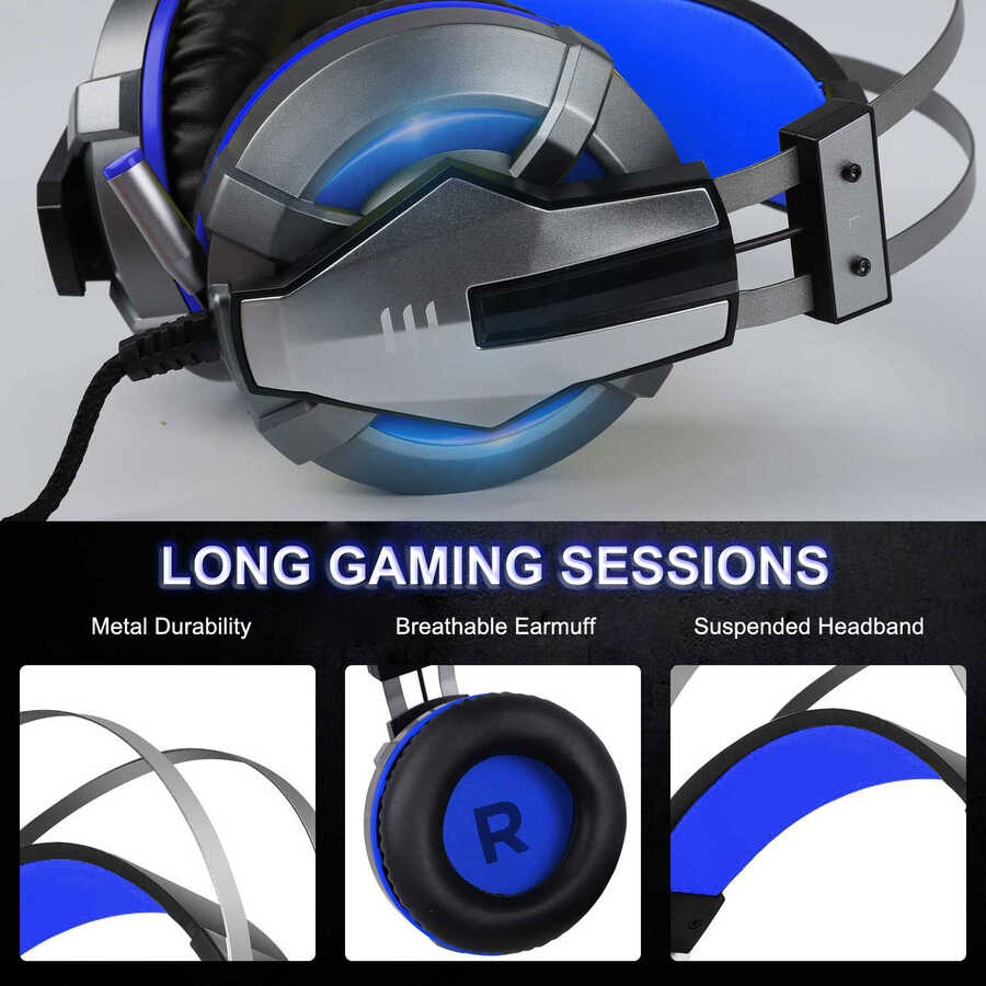 Eksa E800 3.5mm Headphones Black-Blue