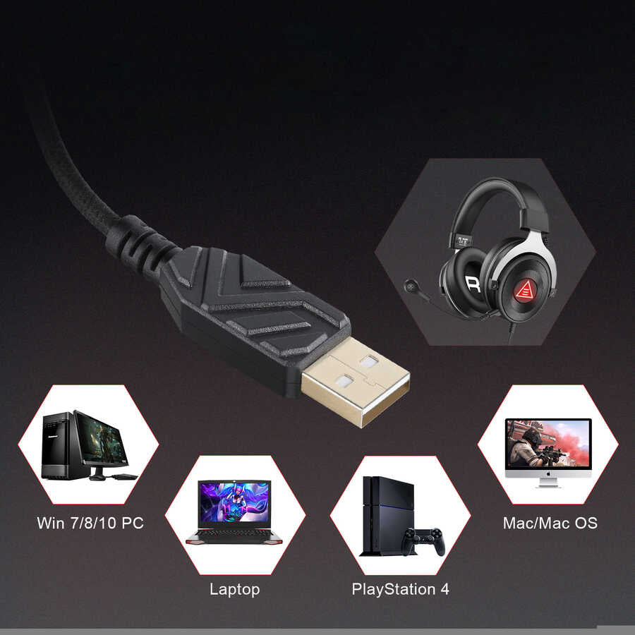 Eksa E900 Plus USB Headset Black