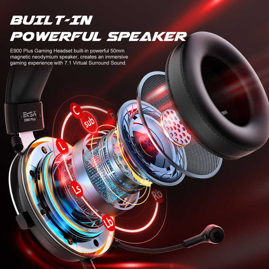 Eksa E900 Plus USB Headset Black