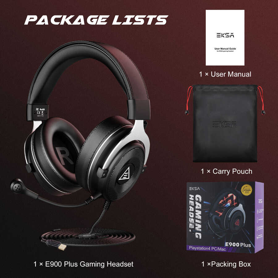 Eksa E900 Plus USB Headset Black