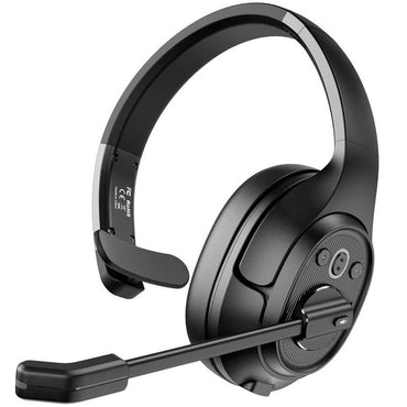 Eksa H1 Adjustable Headset Noise Cancelling Mono Bluetooth Headphones with Microphone Black 