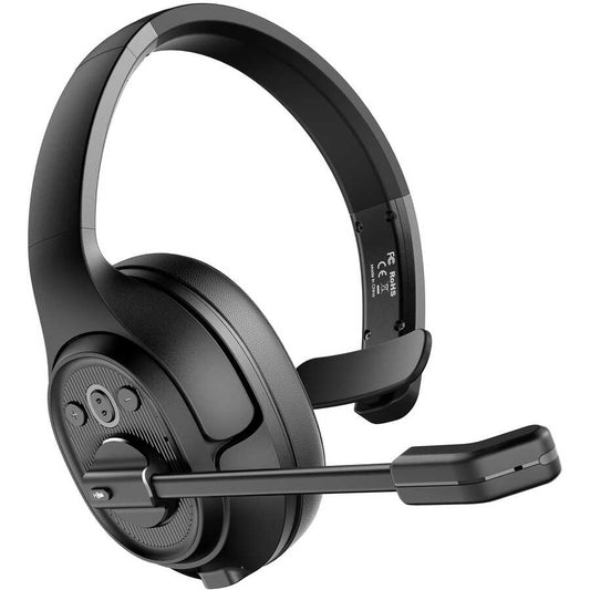 Eksa H1 Adjustable Headset Noise Cancelling Mono Bluetooth Headphones with Microphone Black 
