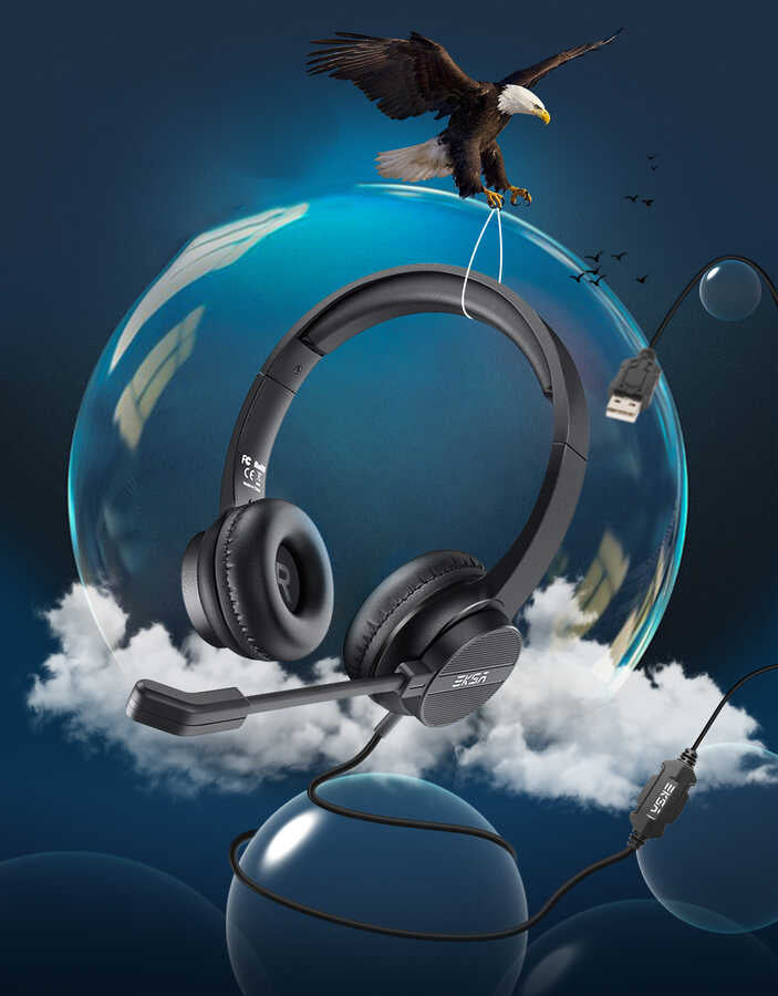 Eksa H12E USB Headset Black 