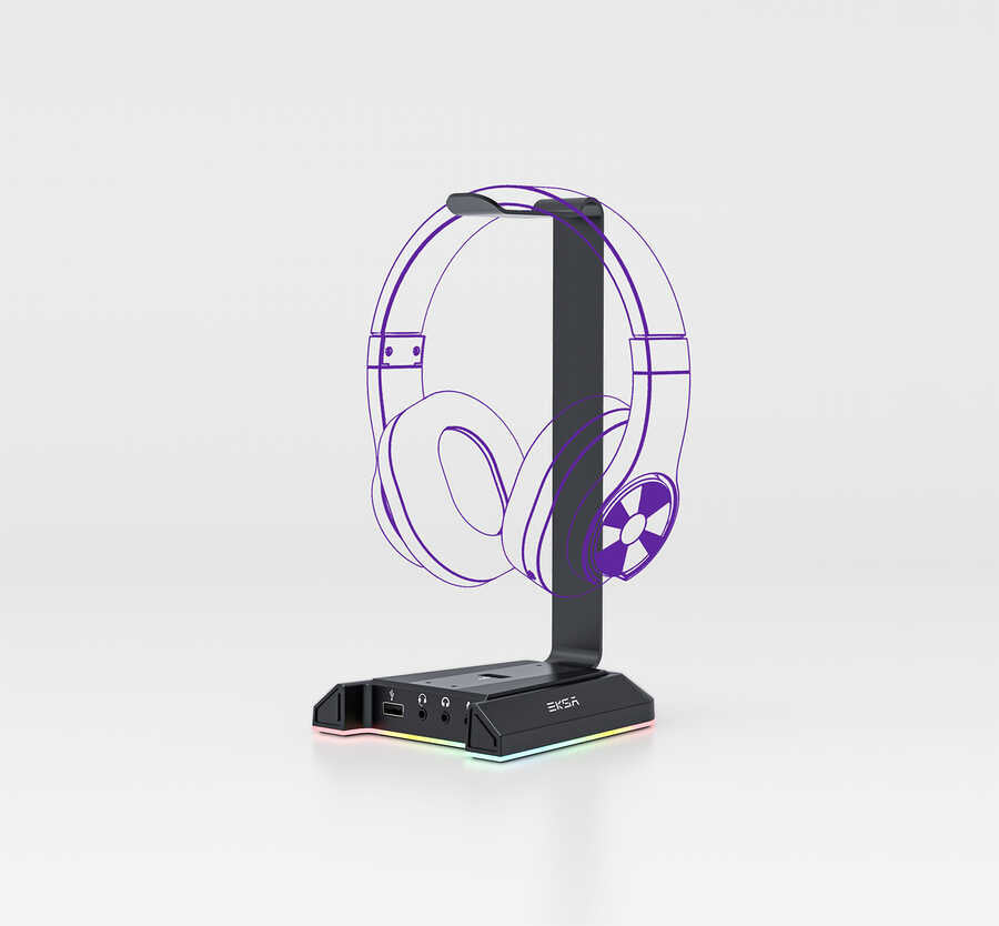 Eksa W1 7.1 Surround 3D Ses Dönüştürücü Kulaklık Standı Siyah