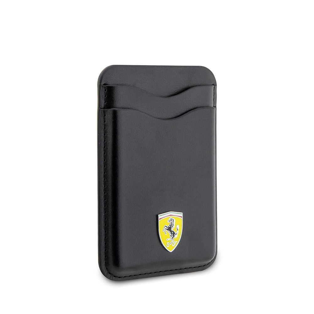 Ferrari Orjinal Lisanslı Magnetik Metal Logolu PU Deri Kartlık Siyah