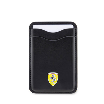 Ferrari Orjinal Lisanslı Magnetik Metal Logolu PU Deri Kartlık Siyah