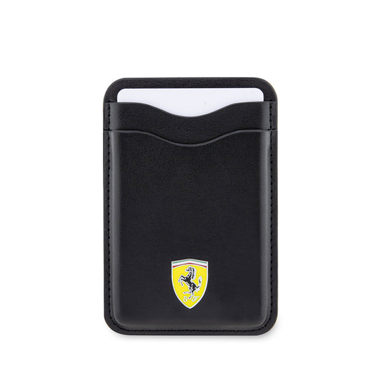 Ferrari Orjinal Lisanslı Magnetik Metal Logolu PU Deri Kartlık Siyah