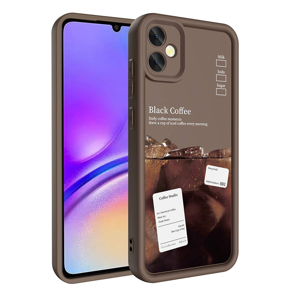 Galaxy A05 Case Camera Protection Printed Back Surface Zore Classy Cover White 
