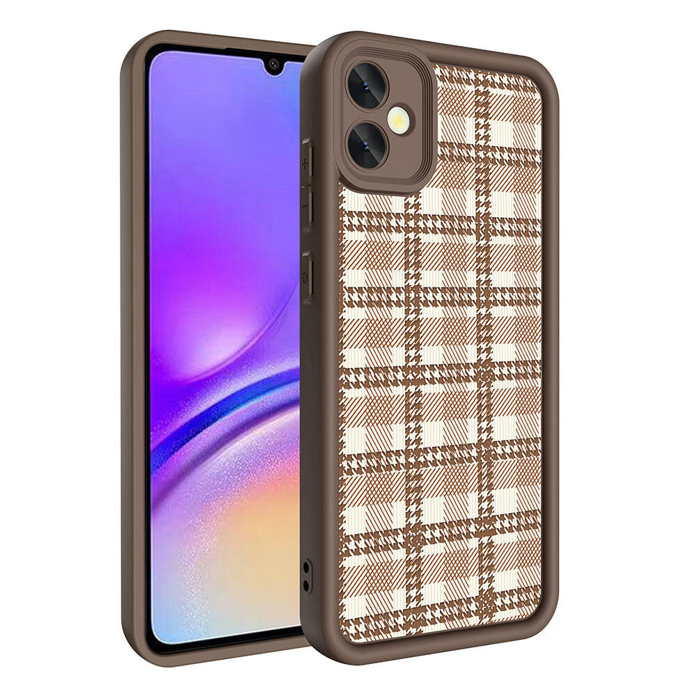 Galaxy A05 Case Camera Protection Printed Back Surface Zore Classy Cover White 