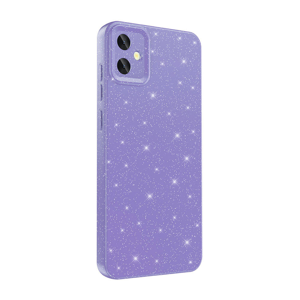 Galaxy A05 Case Camera Protection Glitter Luxury Zore Cotton Cover Purple 