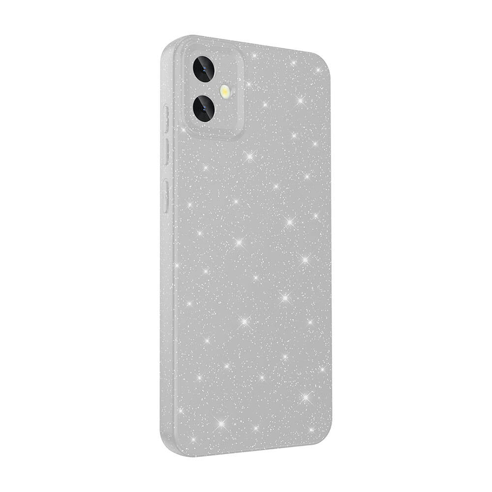 Galaxy A05 Case Camera Protection Glitter Luxury Zore Cotton Cover Silver 