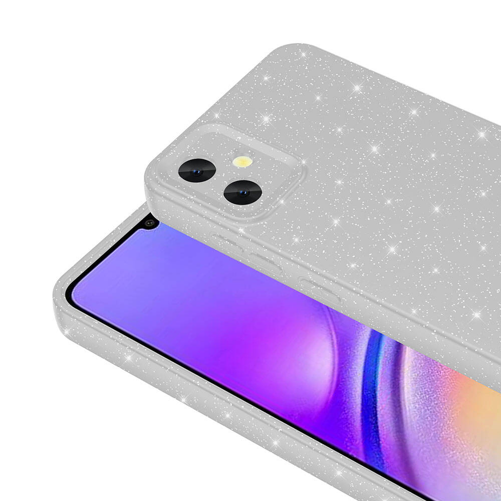 Galaxy A05 Case Camera Protection Glitter Luxury Zore Cotton Cover Lilac 