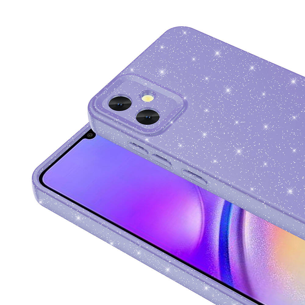 Galaxy A05 Case Camera Protection Glitter Luxury Zore Cotton Cover Pink 