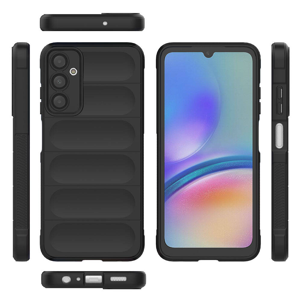 Galaxy A05S Case Flexible TPU Hollow Back Surface Design Zore Ethnic Silicone Cover Navy Blue