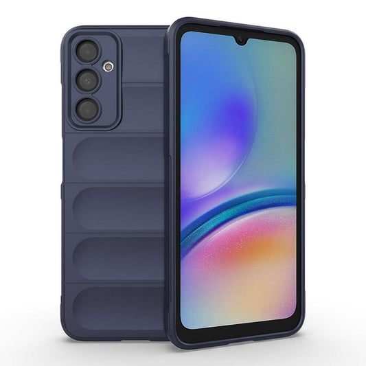 Galaxy A05S Case Flexible TPU Hollow Back Surface Design Zore Ethnic Silicone Cover Navy Blue