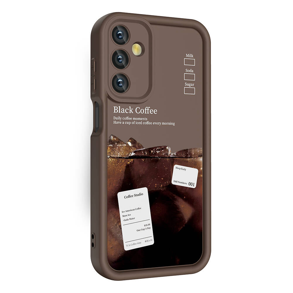 Galaxy A05S Case Camera Protection Printed Back Surface Zore Classy Cover Dark Brown 