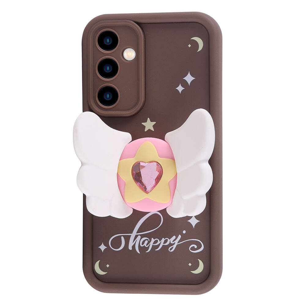 Galaxy A05S Case Camera Protection Figure Design Zore Cover Dark Brown 