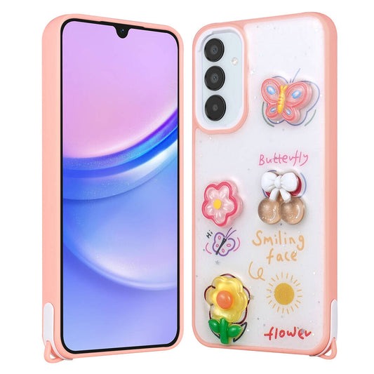 Galaxy A05S Case Shining Glitter Embossed Zore Cevze Cover Pink