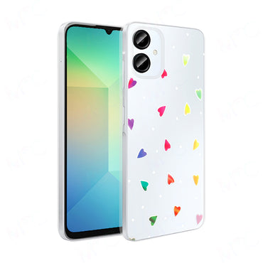 Galaxy A06 Case Transparent Figured Zore Folk Hard Cover Heart 