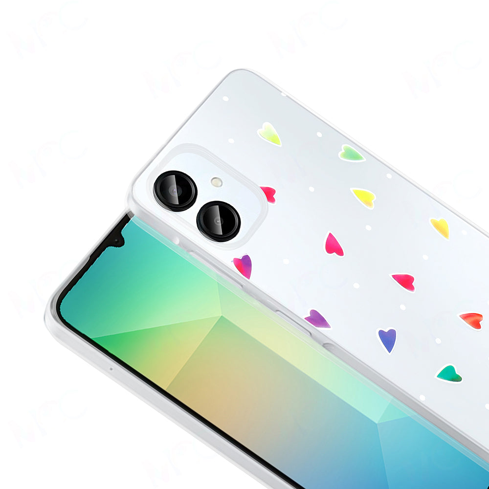 Galaxy A06 Case Transparent Figured Zore Folk Hard Cover Bow 