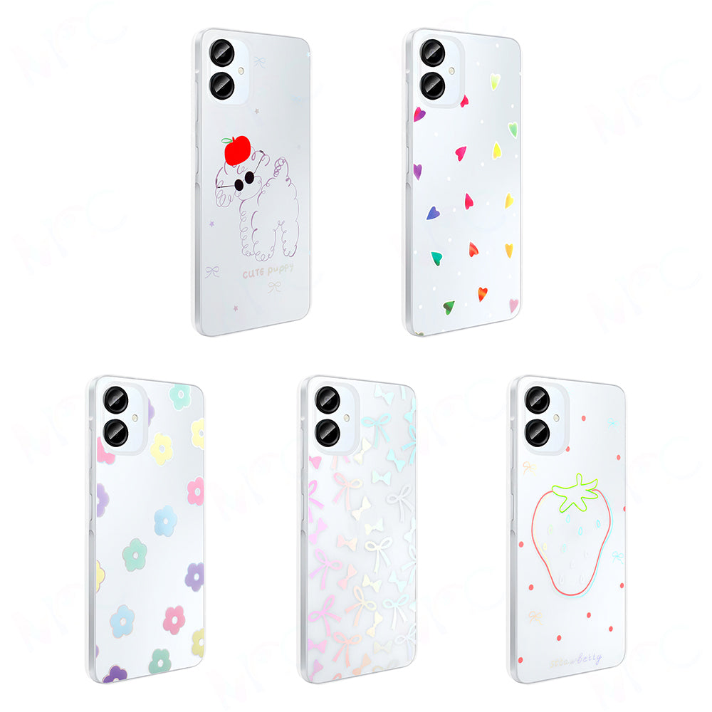 Galaxy A06 Case Transparent Figured Zore Folk Hard Cover Heart 