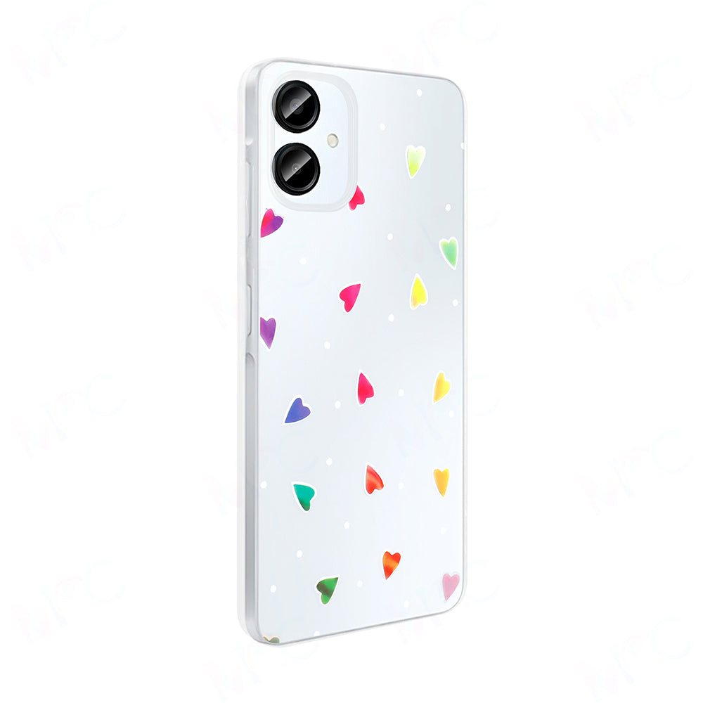 Galaxy A06 Case Transparent Figured Zore Folk Hard Cover Heart 