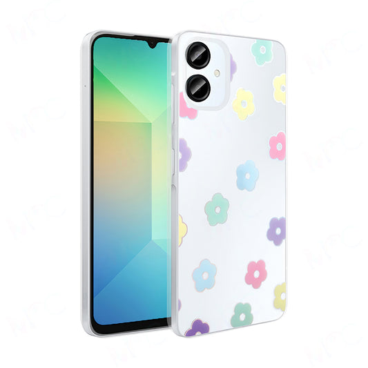 Galaxy A06 Case Transparent Figured Zore Folk Hard Cover Daisy 
