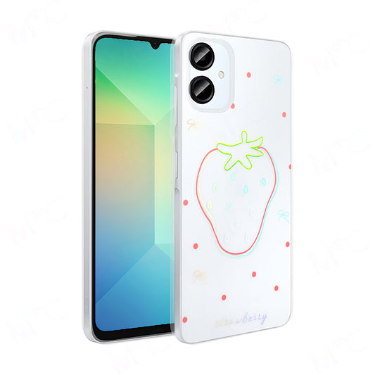 Galaxy A06 Case Transparent Figured Zore Folk Hard Cover Strawberry 